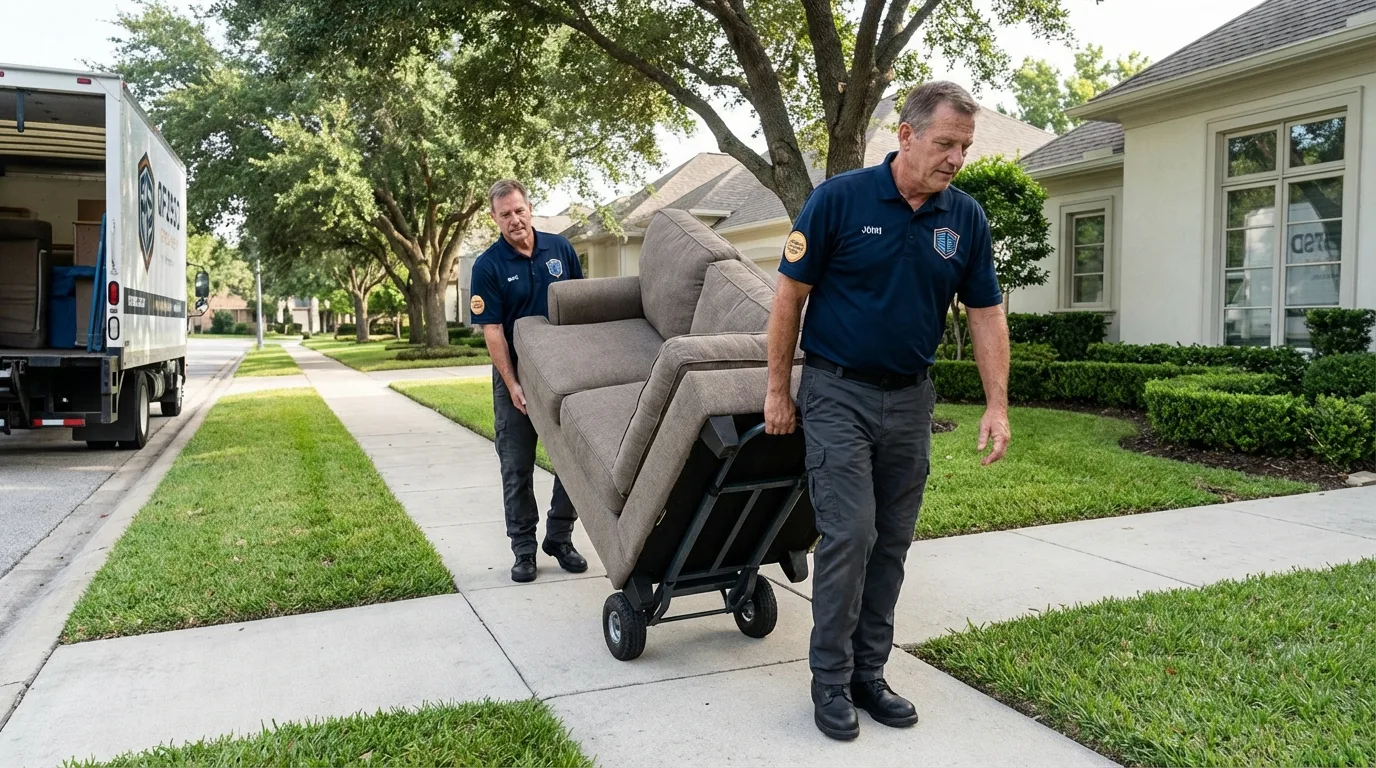 Local residential moving crew loading furniture in Crystal Falls, MI