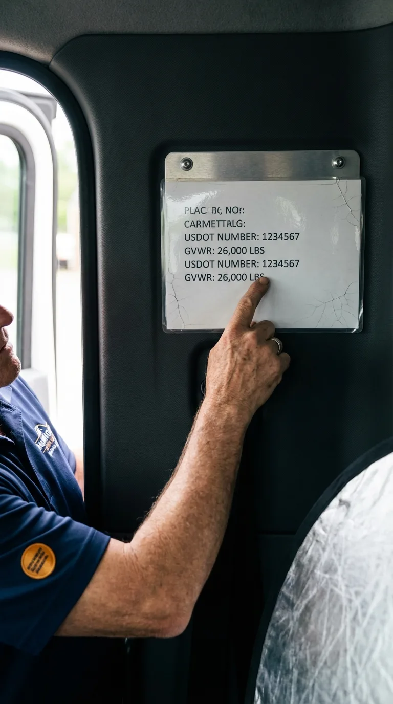 USDOT licensing placard verification in Crystal Falls